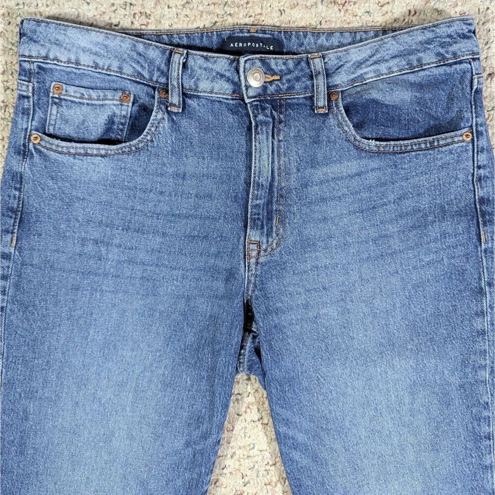 Aeropostale Blue Jeans Womens Size 14 Reg Stretch Denim Mid Rise Ankle Straight - Picture 3 of 10